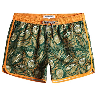 MaaMgic Bañador Hombre de Natación Secado Rápido Interior de Malla Pantalones Cortos d'Aire Vintage 80s 90s,Fósil Verde,S