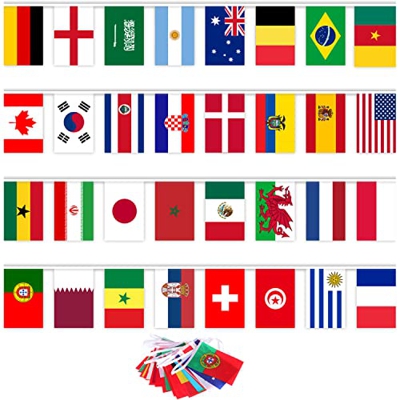 Bandera de Copa del Mundo 2022,10m Banderas de La Copa Mundial 2022,32 Países Banderas de Países Diferentes,Copa del Mundo Decoración para la Copa del
