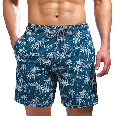 Biwisy Bañador para hombre, de secado rápido, pantalones cortos de playa, estilo informal, con bolsillo y cordón, marrón, XXL