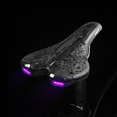 AMEPRO Sillín De Bicicleta De Carretera, Asiento De Bicicleta MTB Con Luz Trasera De Advertencia, Carga USB, Cojín De Asiento Suave Transpirable De PU