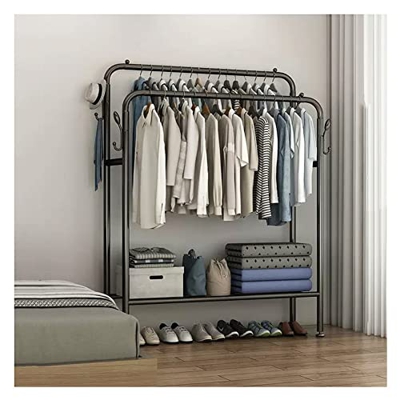 zktoermn Perchas Pesadas Independientes, Percha Móvil con Soporte Percha Metálica De Doble Varilla Balcón, Dormitorio, Sala De Estar XJJUN (Color : Bl