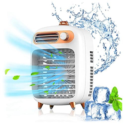 Pmkvgdy Ventilador de aire acondicionado portátil, ventilador de refrigeración de aire para oficina en casa, aire acondicionado portátil USB blanco