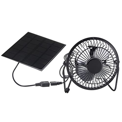 BLANCA Mini Ventilador Alimentado por Panel Solar, Ventilador de Escape Solar PortáTil de 5 w y 4 Pulgadas para Oficina al Aire Libre