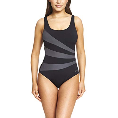 Zoggs Sandon Scoopback Traje de baño de una Pieza, Tela Negra y ecológica, 36-Inch/Size 12 para Mujer
