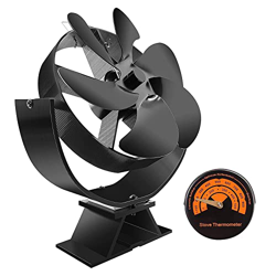 Happlignly 6 Aspas, Ventilador de Chimenea, Ventilador de Estufa Alimentado por Calor, Ventilador de Chimenea Alimentado por Calor con TermóMetro precio
