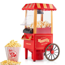 Máquina de Palomitas HAEGER POPPER, 1200W, Oil Free, Palomitero vintage, Capacidad 100gr, Perfecto para fiestas y noches de cine en oferta
