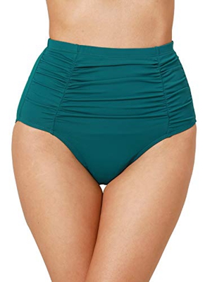 DOBREVA Bragas Bikini Vendimia Cintura Alta Bañador Braguitas Tankini para Mujeres La Niebla del Bosque 40