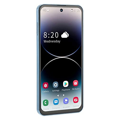 Liyes Smartphone Azul, 16MP y 8MP 4000mah 4G Smart Phone 100‑240V con Adaptador para Daily (Enchufe de la UE)