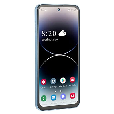 Liyes Smartphone Azul, 16MP y 8MP 4000mah 4G Smart Phone 100‑240V con Adaptador para Daily (Enchufe de la UE)