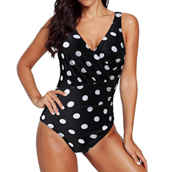 Trajes de Baño Una Pieza Bañadores Reductores Barriga Mujer Retro Bikini Retro con Correa Push Up Estampado de Lunares sin Espalda Ropa de Baño Monoki características