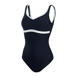 Speedo Bañador de 1 Pieza ContourLuxe Color Liso Moldeador One Piece Swimsuit, Azul Marino/Blanco, 48 Women's precio