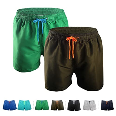 Friendumo 2pcs Armygreen + Grassgreen Pantalones Cortos De Baño para Hombres Pantalones Cortos De Playa Pantalones Cortos Impermeables De Secado Rápid