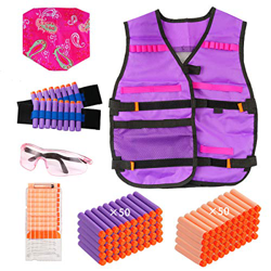 Locisne Chaleco táctico para niñas,Kit Chaleco táctico con 100 Balas Recarga,2 muñequeras,1 máscara Bufanda,1 máscara Protectora,1 Clip Recarga Dardos precio