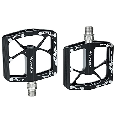 Wowstar Pedales de bicicleta MTB de aleación de aluminio de 9/16 pulgadas para bicicleta de carretera, antideslizantes, plataforma ancha para MTB, E-B