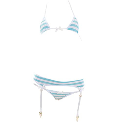 SINGUYUN Sexy micro bikini traje de anime bikini Cosplay lencería kawaii sujetador y bragas conjunto lindo, 204 azul, Talla única