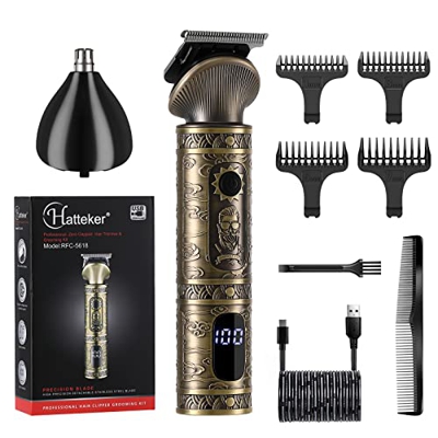Hatteker Cortadora De Pelo Profesional Sets De Aseo De Barba Cortadora De Barba Cabezal De Precisión Cortador De Nariz Afeitadora Eléctrica Hombres US