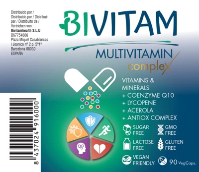 Multivitaminas Vegano - 90 días - Multivitaminas y Minerales con Coenzima Q10, Licopeno, Acerola, Alta absorción, Alto contenido vitaminaB, Antioxidan