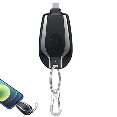 Mini Banco De Energía De 1500 MAh: Cápsulas De Energía Portátiles para Teléfono con Tipo C, Paquete Batería Banco Energía Carga Rápida (Negro/Rosa)