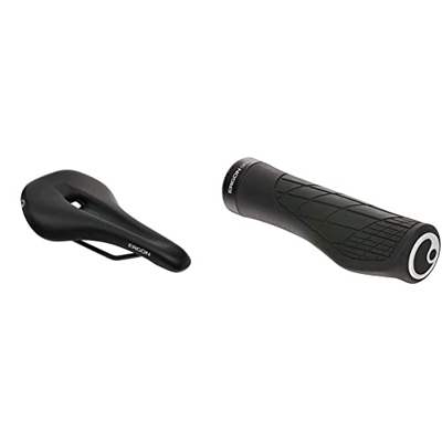 Ergon SM Sport Sillín de Bicicleta, Hombres, Schwarz, Talla Media/Grande & Grips Technical Ga3 Large Negro Asa para Bicicleta, Unisex