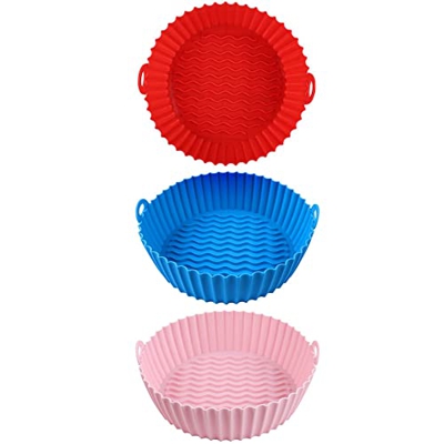 Torribala Paquete 3 Ollas Silicona para Freidora Aire,Cesta para Freidora Aire 8,5 Pulgadas,Accesorios para Freidora Aire Alimenticio,Revestimientos R