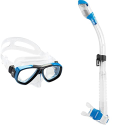 Cressi Tauchmaske Erwachsen Focus Optische Gläser Möglich Gafas de Buceo, Unisex, Transparente/Azul & Schnorchel Dry Snorkel, Unisex, Multicolor (Tran en oferta