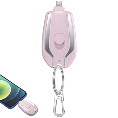VHGBA 1500mAh Mini Power Emergency Pod, Llavero Cargador portátil para iPhone o Type-c, Mini Key Ring Power Emergency Pod (Pink for Apple)