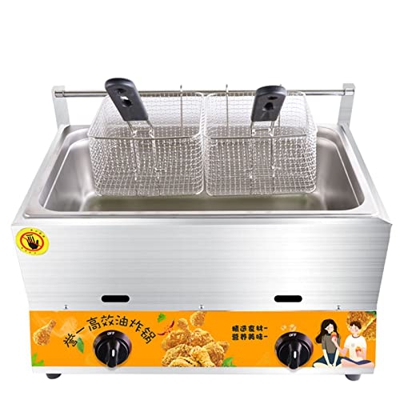 Freidora de Gas Comercial de Escritorio, freidora Profunda de propano para Papas Fritas de Gran Capacidad de Acero Inoxidable, freidora para Exteriore