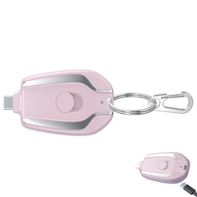 Storaffy Llavero Cargador portátil,Cargador de batería pequeño de 1500 mAh para teléfonos móviles para teléfono - Mini batería ultracompacta Banco Ext