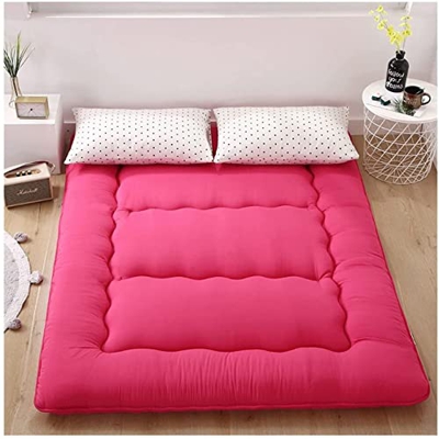 DuANgu Colchón de Piso japonés, colchón de futón japonés, colchón de Camping portátil Plegable con Funda Lavable (Color : Pink, Tamaño : 90x200cm(35x7