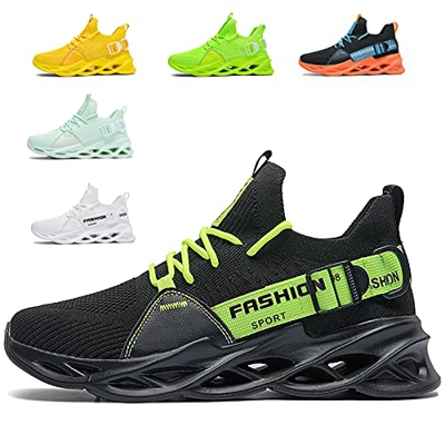 Zapatillas de Deportes Hombre Mujer Zapatos Deportivos Running Zapatillas para Correr Ligero y con Estilo Negro Blanco Gris Dorado G133 Black Green38 