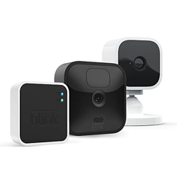 Blink Outdoor | Cámara de seguridad HD inalámbrica y resistente a la intemperie, 1 cámara + Blink Mini, Cámara de seguridad inteligente compacta, inte características