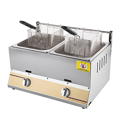 Freidora de Gas de encimera Comercial de 10L/20L con Cesta y Tapa, freidora Profunda de Gas, freidora de Patatas Fritas de Pollo para Patatas Fritas,  precio