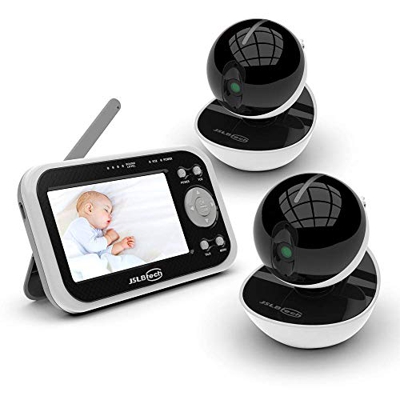 JSLBtech Vigilabebés Inalambrico con Cámara, Monitor de Bebé Visión Nocturna Pantalla LCD de 4.3", Modo de Ahorro de Energía, Visión Nocturna, Monitor