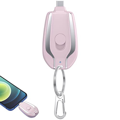 VHGBA 1500mAh Mini Power Emergency Pod, Llavero Cargador portátil para iPhone o Type-c, Mini Key Ring Power Emergency Pod (Pink-for-Type-c)