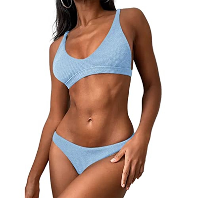 ZAFUL Mujer Bikini Conjuntos Trajes de baño (S, Azul Claro)