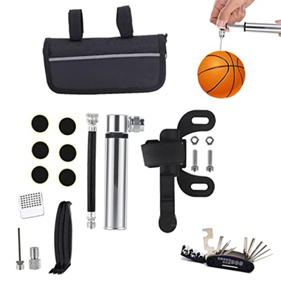 Aanlun Bike Repair Kit,Bicycle Accessories Basic Maintenance - Tire Patch Kit Includes 16-in-1 Tool Metal Rasps Tire Patch Pump, Quick Puncture Bike T
