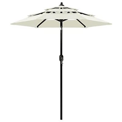 Outdoor Living - Parasol de 3 niveles con poste de aluminio y arena de 2 m