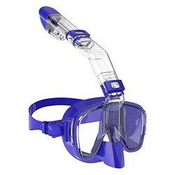 Qwertfeet Máscara de esnórquel plegable con sistema de tapa seca y soporte para cámara, snorkel antivaho -A S características
