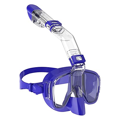 Qwertfeet Máscara de esnórquel plegable con sistema de tapa seca y soporte para cámara, snorkel antivaho -A S