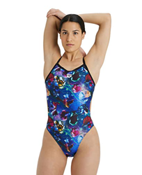 ARENA Women's Swimsuit Challenge Back Allover Entero, Mujer, Black-Multi, 52 en oferta