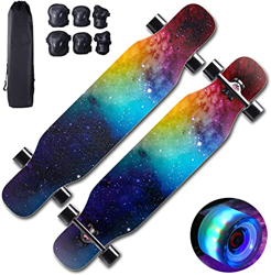 Longboard Skateboard 43" Pro Dance Board con Ruedas LED PU Y Equipo De Protección, Monopatín De Arce Completo De 7 Capas para Niños, Adolescentes, Niñ características