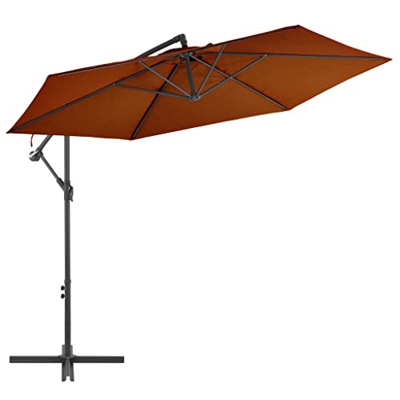 Outdoor Living - Paraguas voladizo con poste de aluminio terracota 300 cm