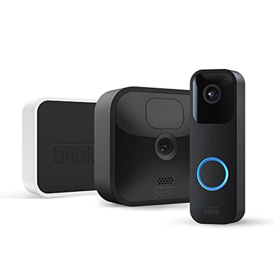Blink Outdoor | Cámara de seguridad HD inalámbrica y resistente a la intemperie, 1 cámara + Blink Video Doorbell | Audio bidireccional, vídeo HD, con