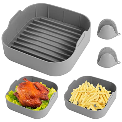 Cesta de horno de freidoras de aire seguras para alimentos reutilizables con guantes
