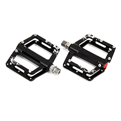 Aanlun Bike Pedal with 4 Specifications and Accessories Universal Body Double Bearings, Easy To Install,Red (Color : Black)