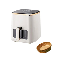 Brer Freidora de Aire sin Aceite con Pantalla táctil holográfica Blanca lechosa de 8 l, Alto Calor de 1300 W, circulación de Aire Caliente de 360 ​​°, en oferta