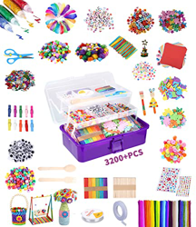 JOFLVA Manualidades Niños 5 6 7 8 Años,3200+pcs DIY Creativo Kit Manualidades Material, Limpiapipas, Pompoms, Varillas, Wiggle Eye, Cuentas, Lentejuel características