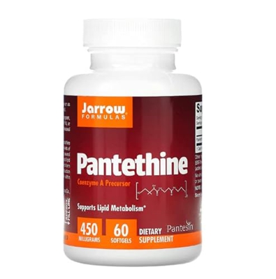 Jarrow Formulas, Pantetina, 450mg, Vitamina B5 Activa, 60 Cápsulas blandas, Probadas en Laboratorio, Sin Gluten, Sin Soja, No GMO