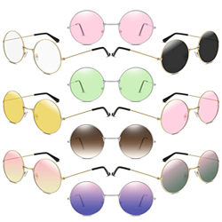 Comius Sharp 10 Pares de Gafas de Sol Hippie de Colores Retro, Gafas Divertidas con Montura Redonda Estilo Años 60, Lentes Planas con Montura Metálica precio