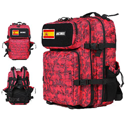 ELITEX Mochila 45L Táctica Militar Bandera España Impermeable para Crossfit Caza Aire Libre Deportes Gimnasio Portatil Oxford 900D (Rojo Camuflaje) precio